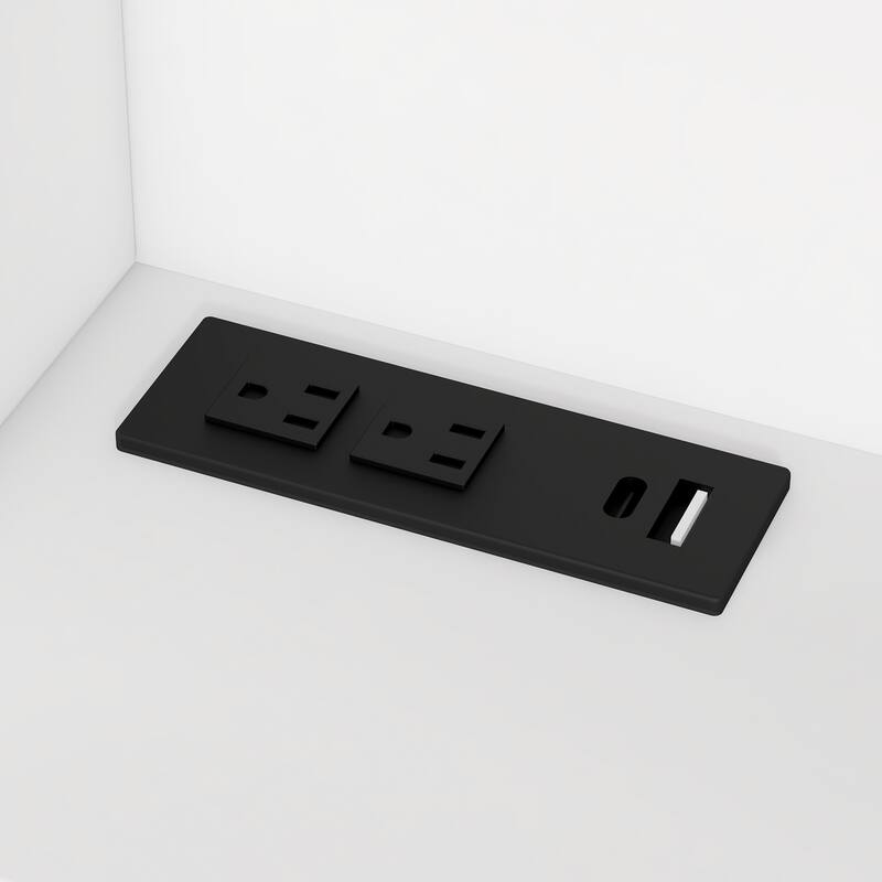 Roomfitters Twin/Full Wood Daybed with Storage Shelves, USB Ports and Trundle, White