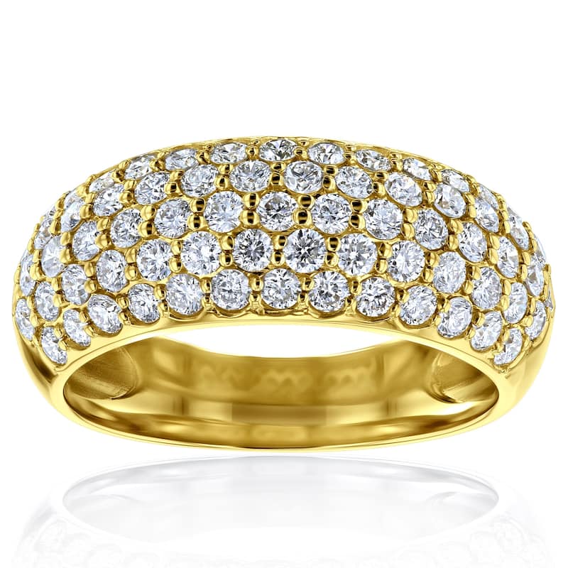 Kobelli 1.25 Carat Lab Grown Diamond 14k Solid Gold Multi-row Wide Puff Band (DEF/VS)