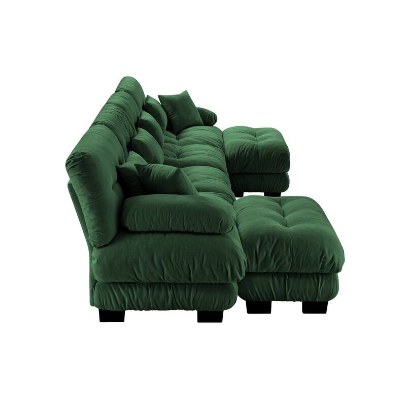 4-Seater U-Shaped Free Combination Modular Sofa with 2 Ottomans