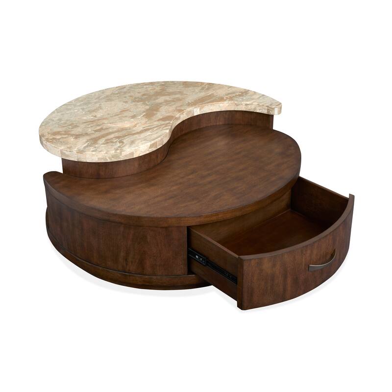 Magnussen Home Mcpherson Burnt Umber Round Cocktail Table with Casters - 40''W x 40''D x 17''H