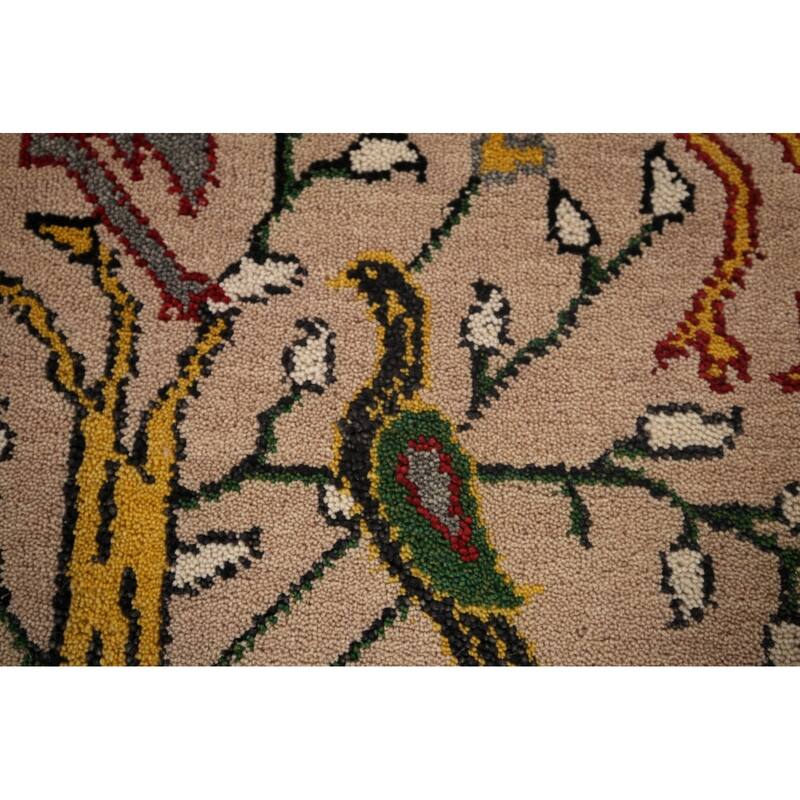 Animals Design Floral Ziegler Indian Area Rug Handmade Wool Carpet - 3'11"x 5'11"