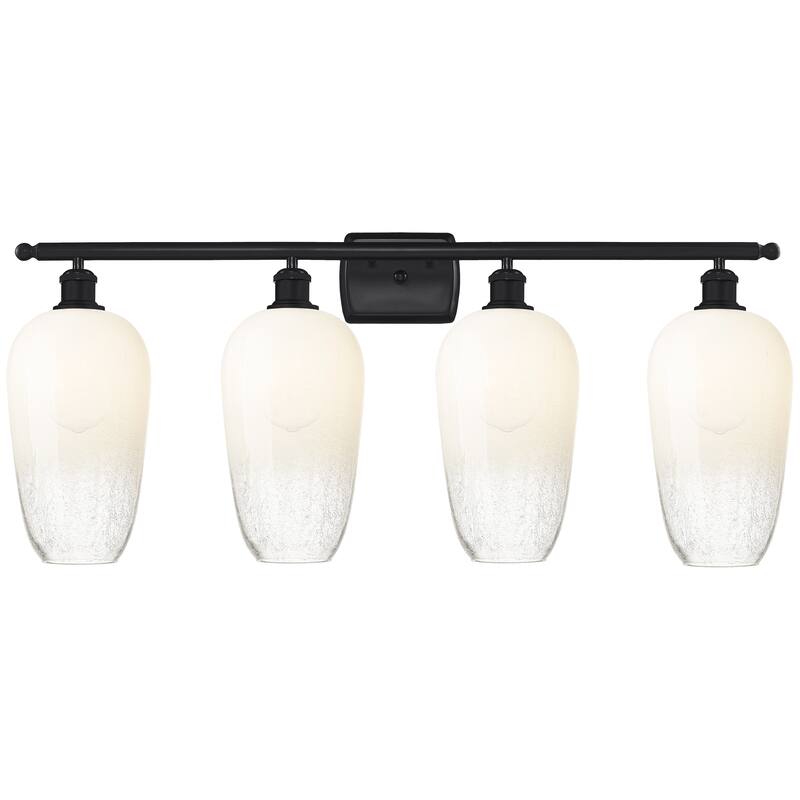 Innovations Lighting Endless Possibilities Ballston - Brookhaven Flute - 4 Light 37" Bath Vanity Light - Matte Black/Opal