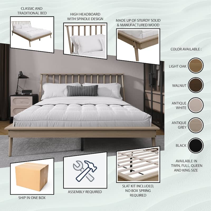 CraftPorch Vintage 3-pieces Wooden Bedroom Set