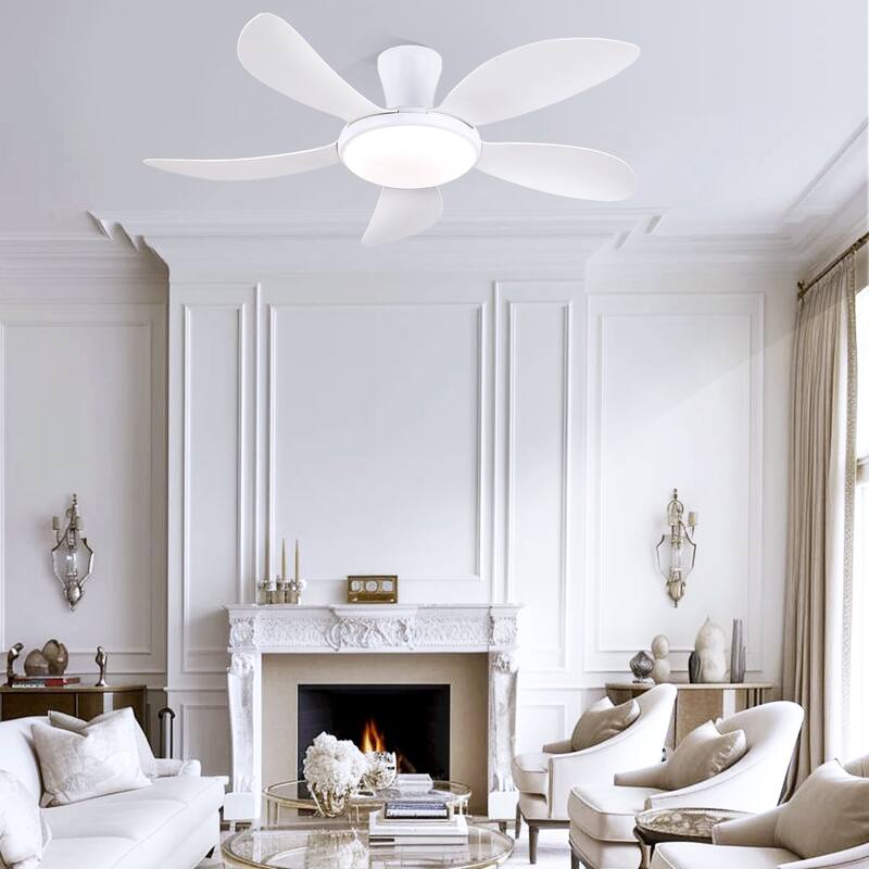 48 Inch Flush Mount DC Ceiling Fan with Lights, 5 Reversible Blades,3 CCT LED with Remote and APP Control - 48 Inches