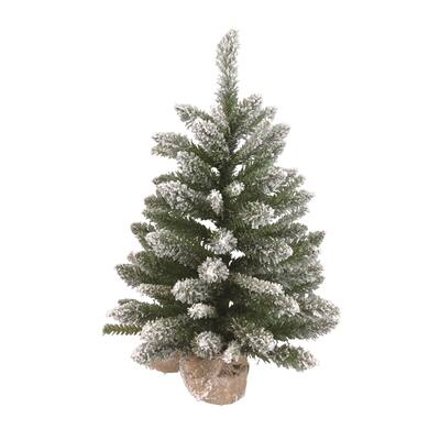 Transpac Artificial 24 in. Multicolor Christmas Frosted Noble Fir Tree - Green/Brown/White