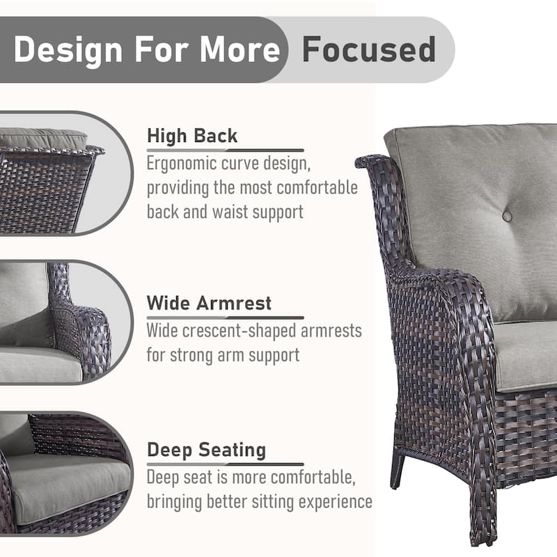 Pocassy 4 Pieces Outdoor 4 Inch Sofa Swivel Chairs Table