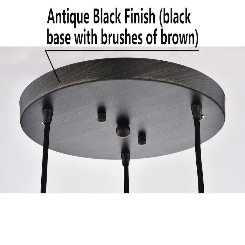 Mariana Antique Black Cognac Glass 3-light Cluster Pendant Chandelier
