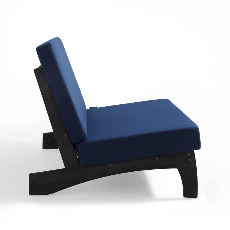 Outdoor Teak Wood Waterproof Armless Chair Loveseat with Cushions