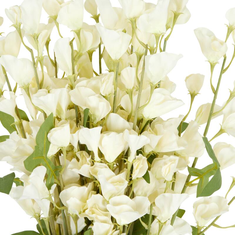 White Faux Foliage Tall Sweet Pea Artificial Flower Stem (Set of 12)