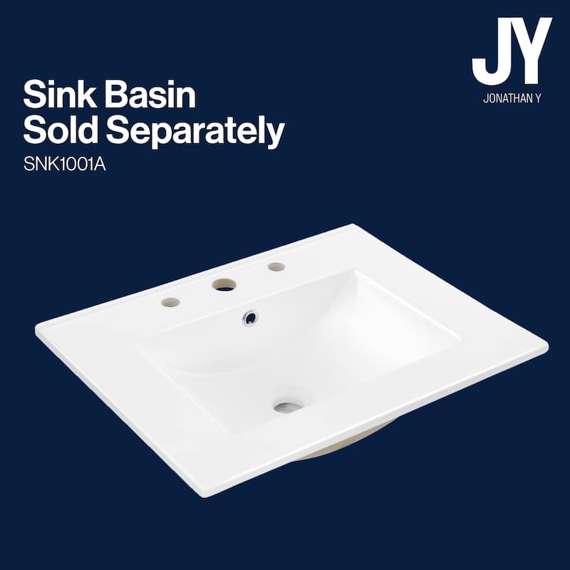 Javer Thin Linear Slat Modern Farmhouse 2-Shelf Bath Vanity Cabinet Only (Sink Basin not Included), by JONATHAN Y