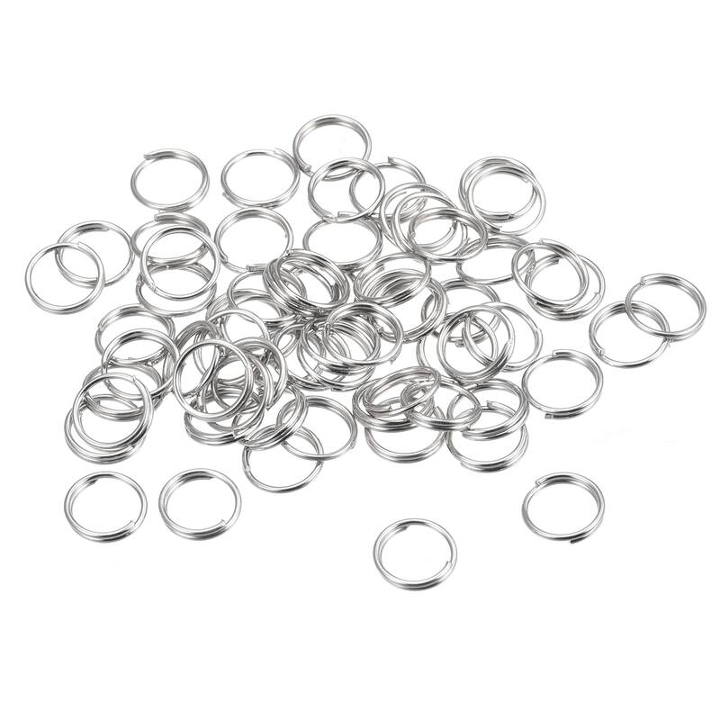 Double Loops Split Rings, Round Key Ring Parts for DIY Crafts 64Pcs