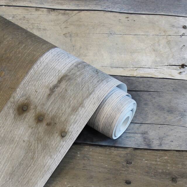 Repurposed Wood Peel and Stick Wallpaper
