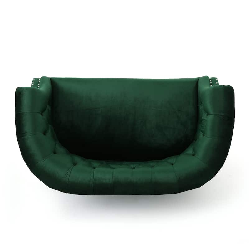 Milani Velvet Tufted Scroll Arm Loveseat by Christopher Knight Home
