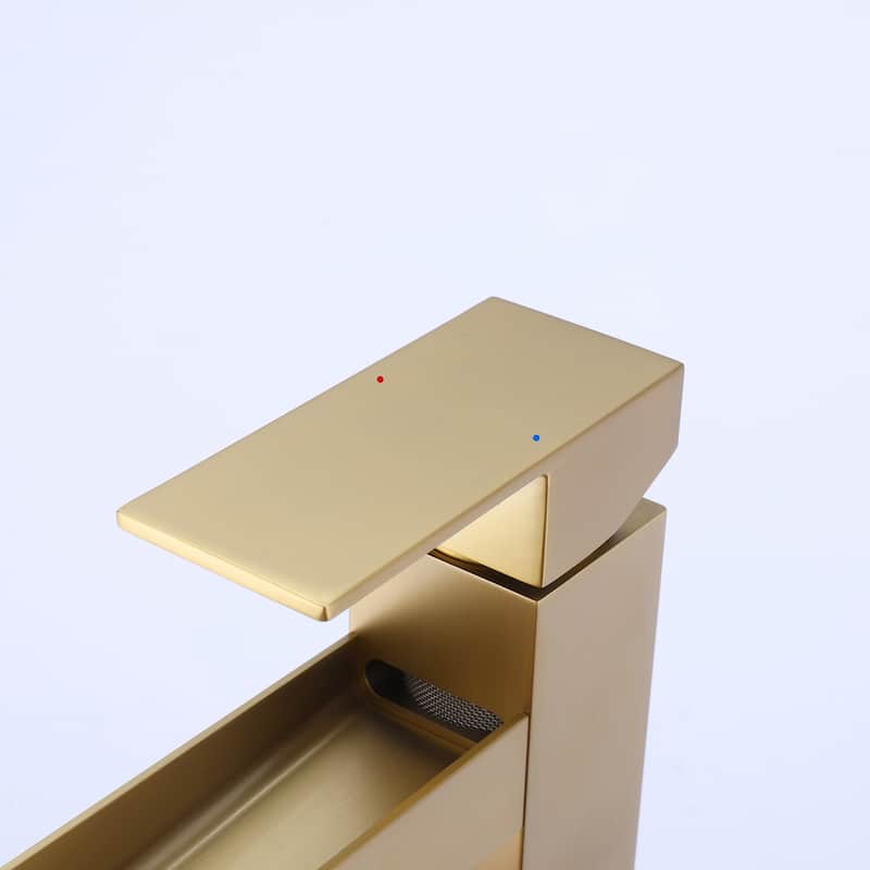 Modland Single Hole Solid Brass Waterfall Bathroom Faucet with Deck Plate