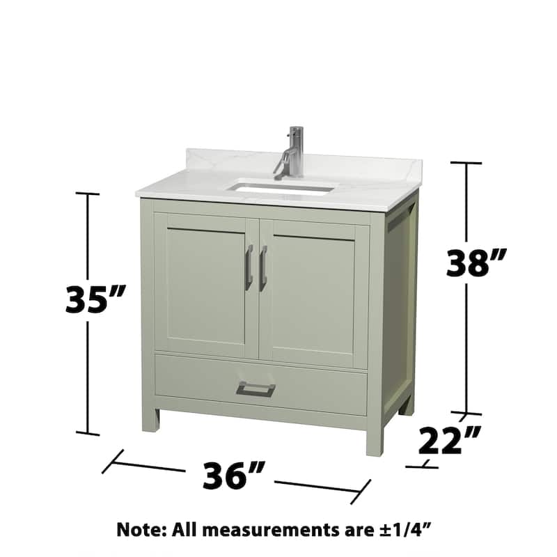 Sheffield 36-inch Single Vanity, Single Hole Quartz Top, Med Cabinet