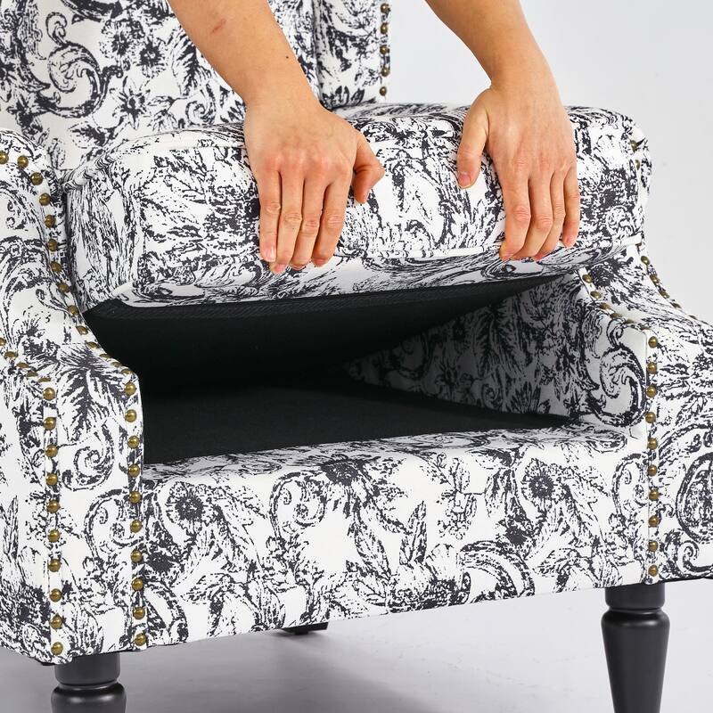 Upholstered Nailhead Trim Armchair Wingback Accent Chairs Set of 2