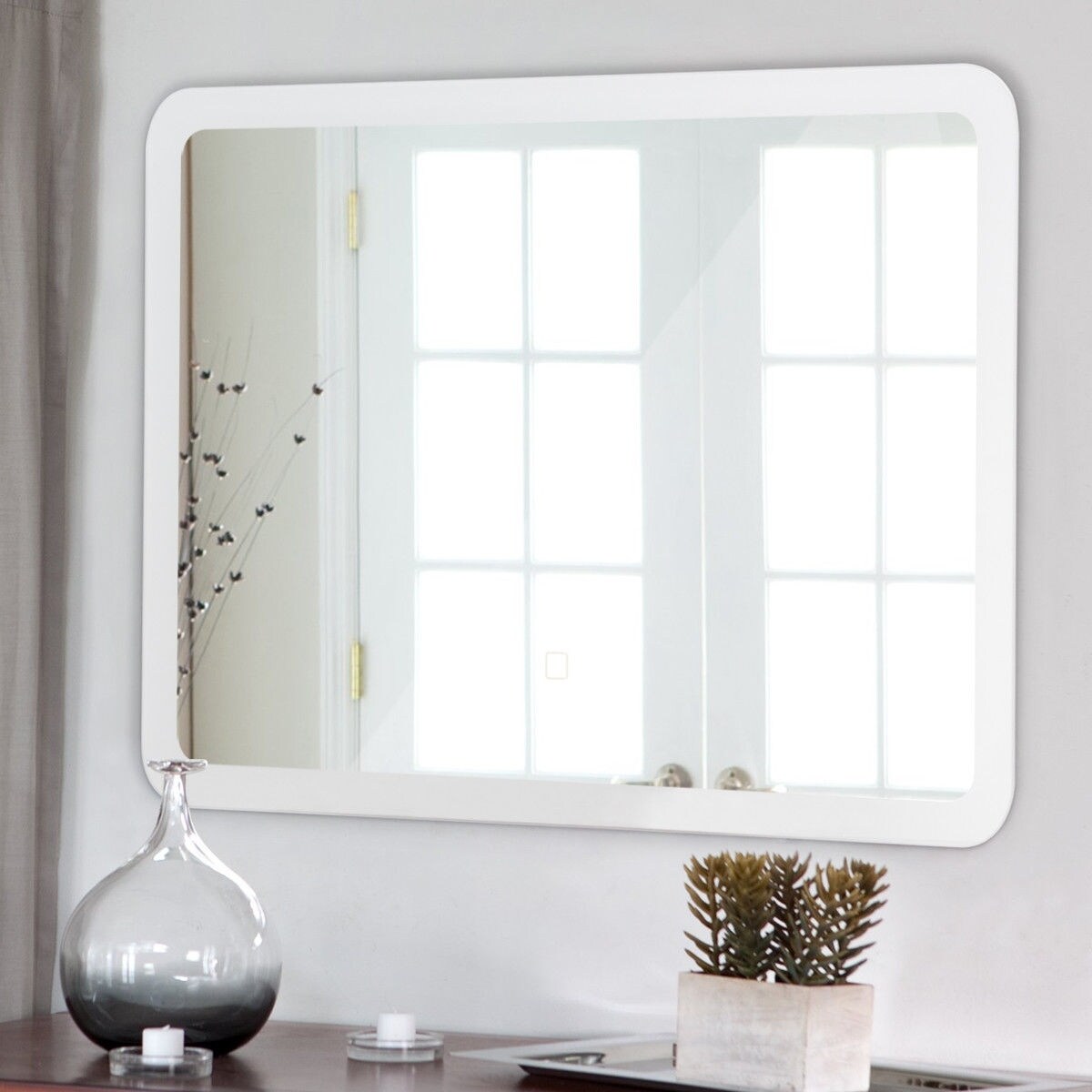 Shop Led Wall Mounted Bathroom Rounded Arc Corner Mirror W Touch