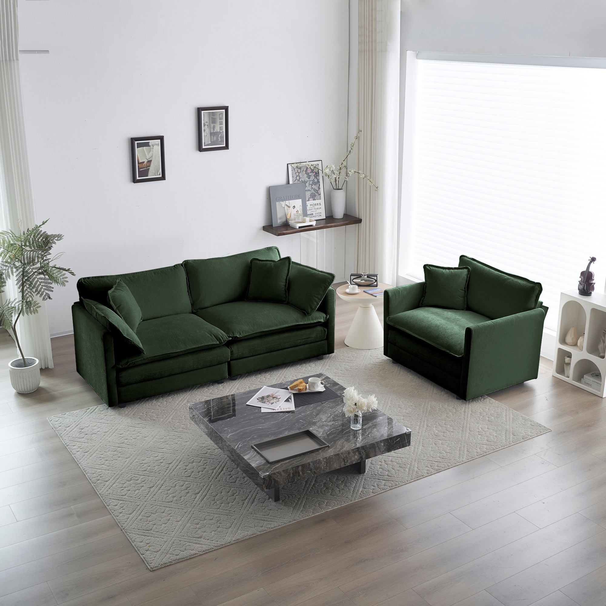 Cloud Chenille Upholstered Modular Sectional Sofa with DIY Combination Design