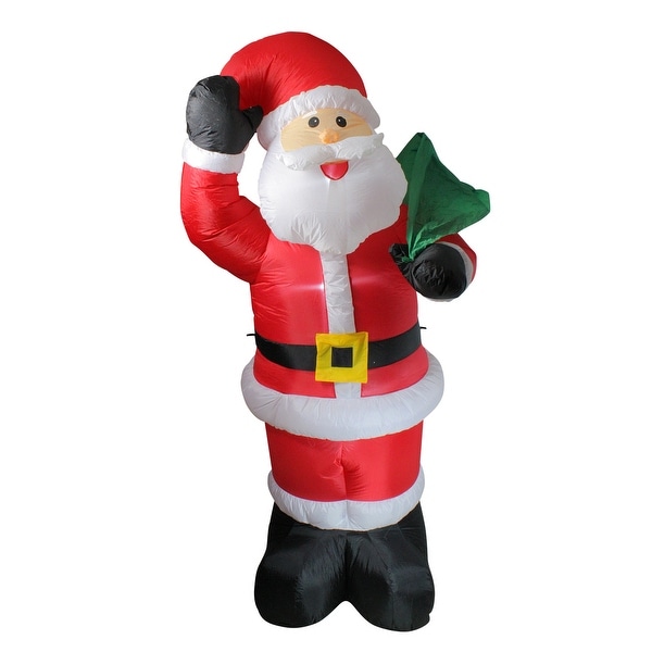 8' Red and White Animated Inflatable Standing Santa Claus Christmas Yard Decor. Opens flyout.