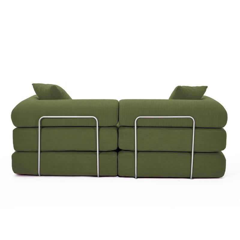 Modular Couch Sofa Bed, Convertible Design with Removable Armrests,Folding Mattress Couch for Small Spaces ,No Assembly