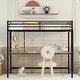 preview thumbnail 4 of 12, Modern Style Twin Metal Loft Bed with Desk, Shelve, 4-step Ladder and Guardrail, Creative Structure & Good Stability, Espresso
