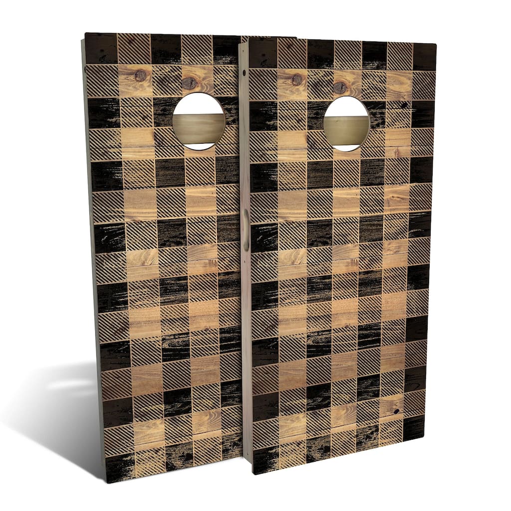 Black Checkered Outdoor Cornhole Board Set