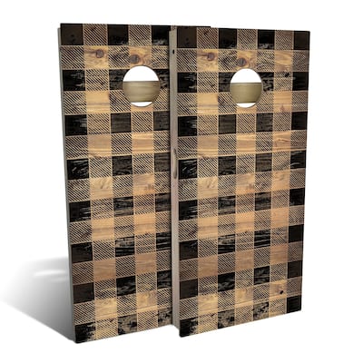 Black Checkered Outdoor Cornhole Board Set