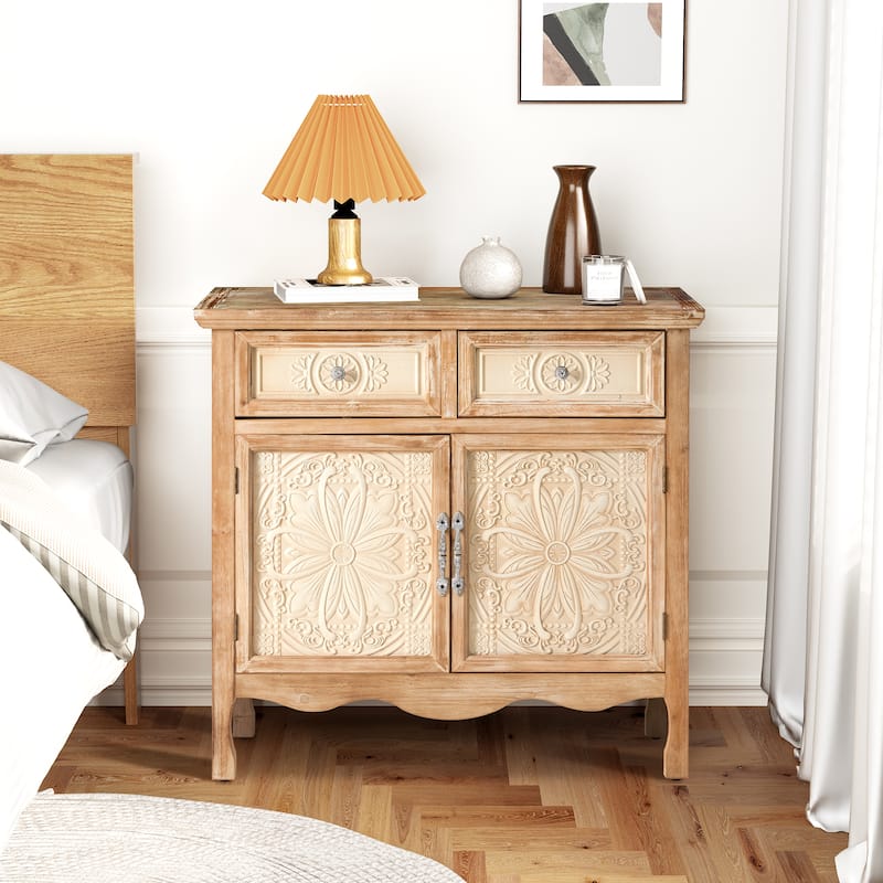 2-Door Accent Storage Cabinet with 2 Drawers and 2 Doors - N/A