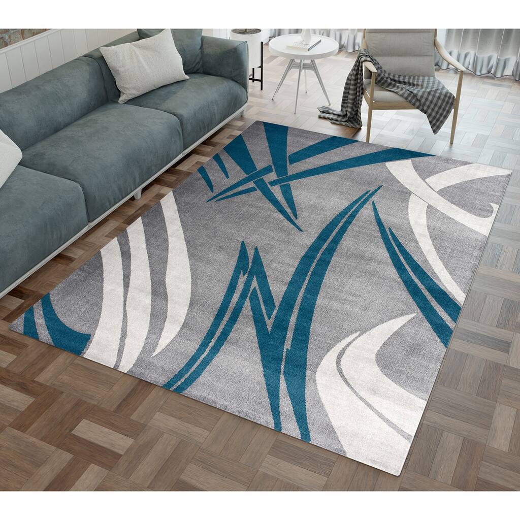 Aden Contemporary Nature Grey Area Rug - 7' 6" x 10' 6"