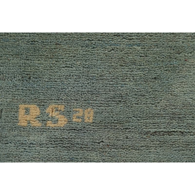 Green & Blue Gabbeh Modern Foyer Rug Handmade Wool Carpet - 2'8"x 4'0"