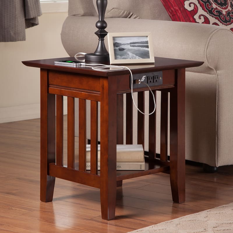 AFI Mission End Table with Charging Station