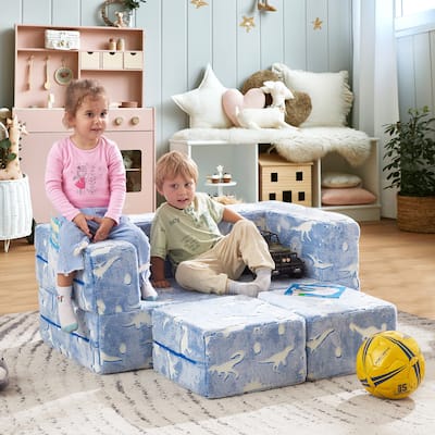 Modular Kids Sofa, Children Furniture for Playroom (Glowing Dinosaur)