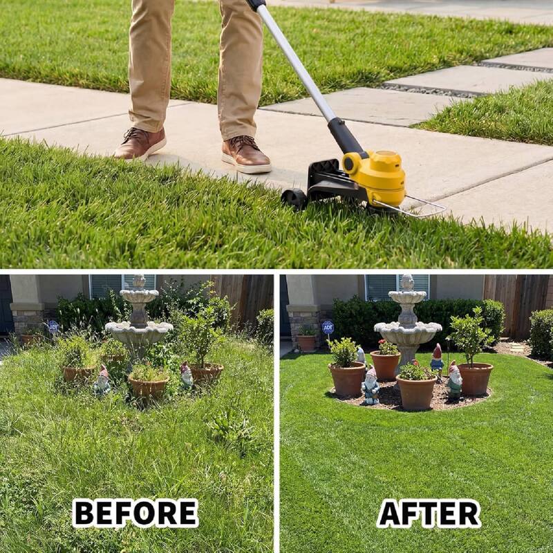 12" Cordless Weed Wacker, Grass Trimmer with Wheels, 8 pcs Spools Lines