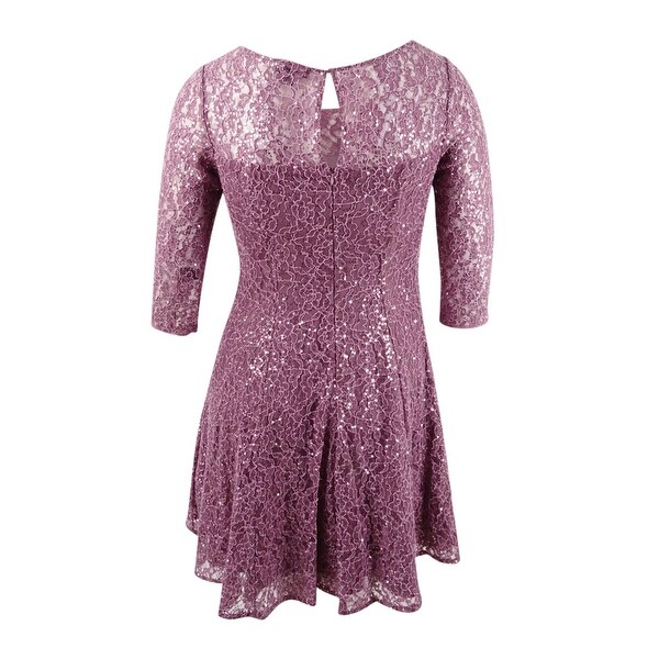 sl fashions sequined lace fit & flare dress