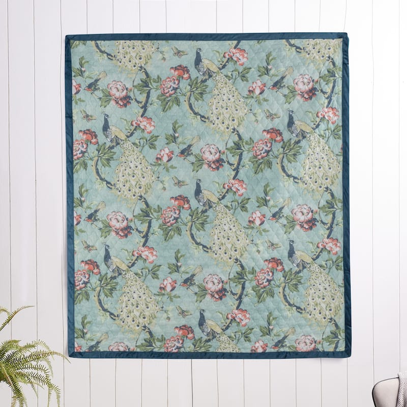 Greenland Home Fashions Pavona Quilted Throw Blanket with Velvet Borders