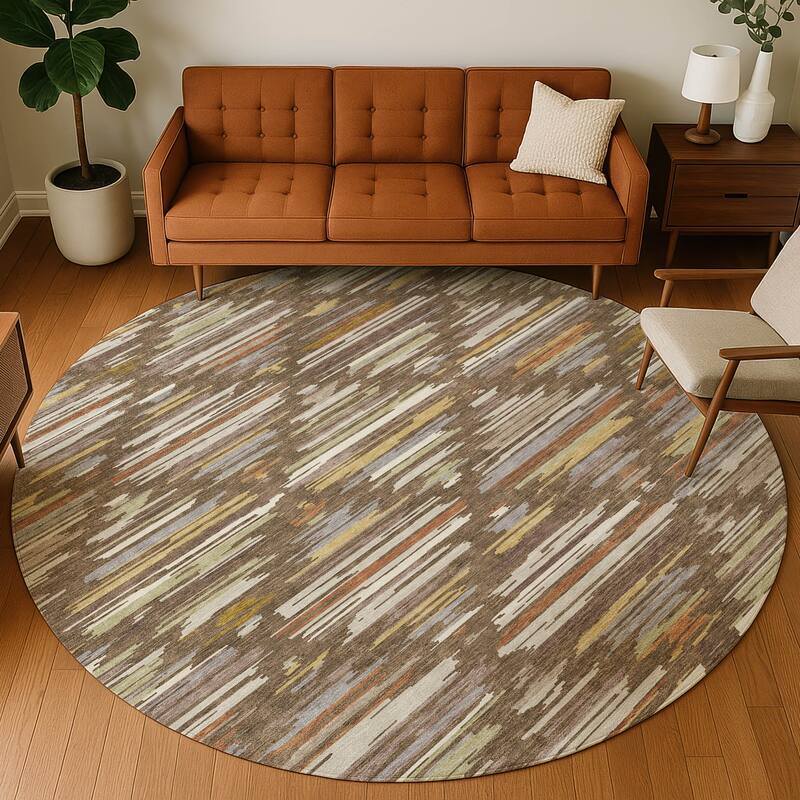 Machine Washable Indoor/ Outdoor Modern Trellis Chantille Rug