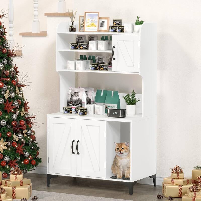 Cat Litter Box Cabinet with Four-Layer Storage Rack