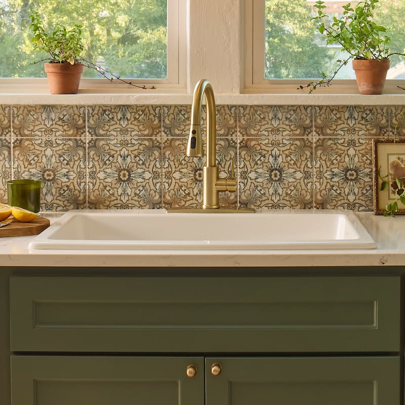 Jackson Crisp White Fireclay 33" Single Bowl Drop-In Kitchen Sink with 3 Holes