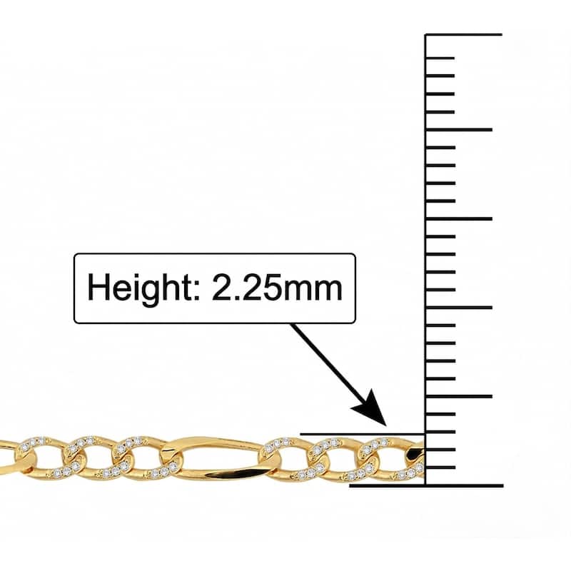 Fremada 10k Yellow Gold 2.25mm Figaro Pavé Semi-Solid Necklace