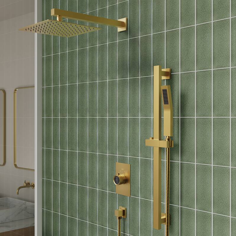 Slide Bar High-Pressure Balancing Shower System 10" Rainfall Shower Head with Handheld Shower