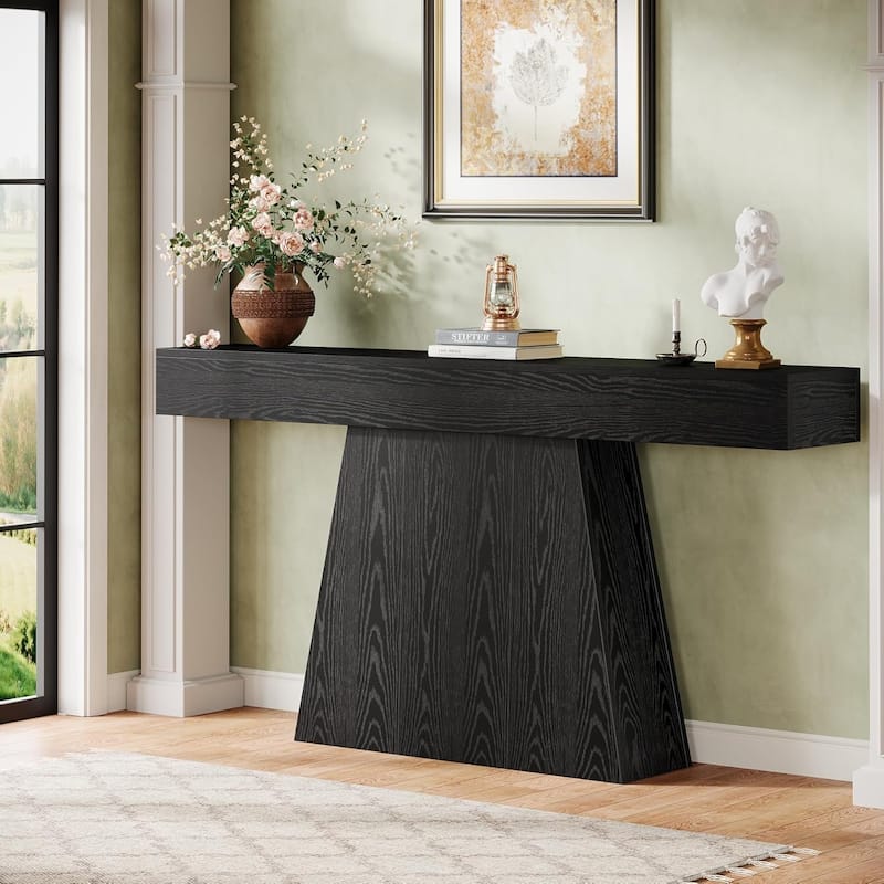 Farmhouse Entryway Table, 63 Inches Black Console Table - Black