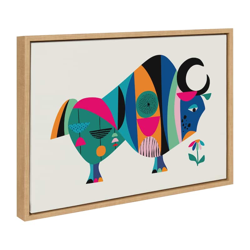 Kate and Laurel Sylvie MCM Ox Framed Canvas by Rachel Lee - 18x24 - Natural