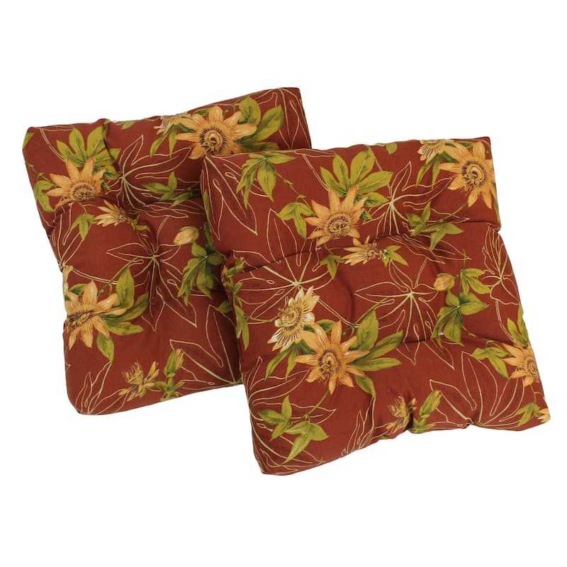 19-inch Square Tufted Indoor/Outdoor Chair Cushions (Set of 2) - Passion Ruby