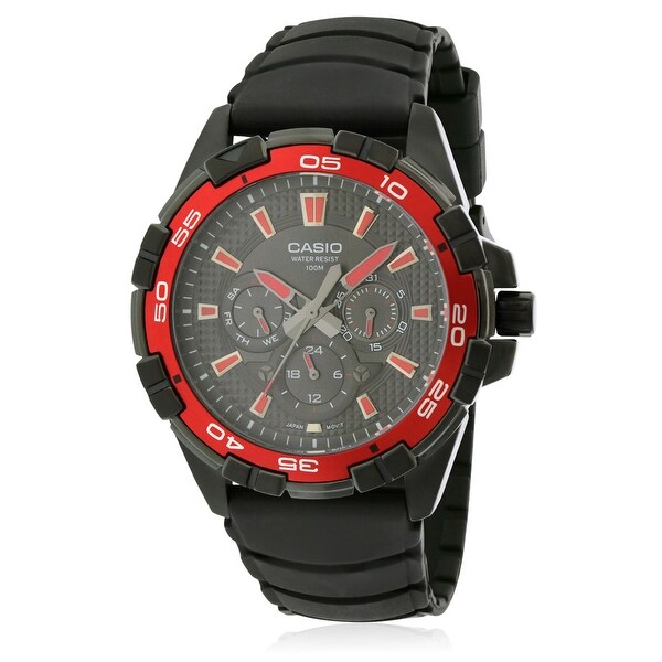casio men's black analog anti reverse bezel watch