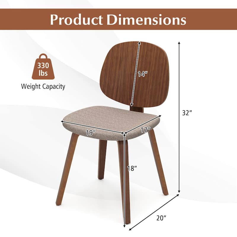 Costway Modern Dining Chair Set of 2/4 Chenille Kitchen Chair Armless