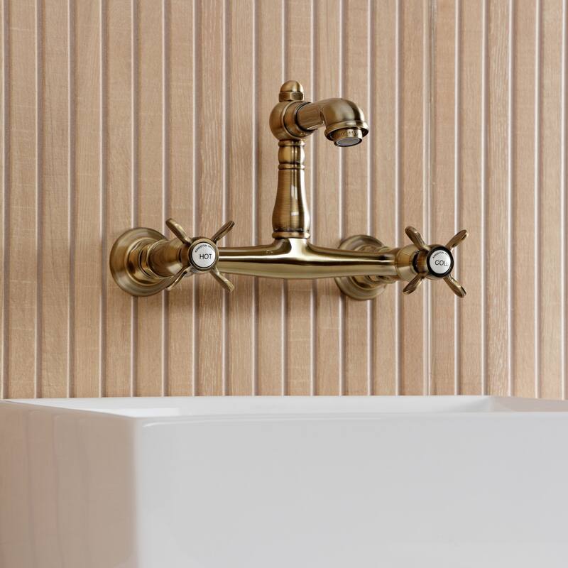 Kingston Brass Essex Two-Handle 2-Hole Wall Mount Bathroom Faucet