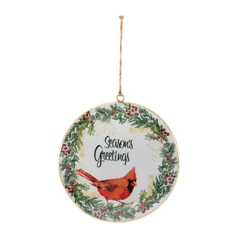 Seasons Greetings Cardinal Disc Ornament (Set of 6) - N/A