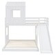 preview thumbnail 8 of 13, Playhouse Twin Over Full Wooden Bunk Bed, Farmhouse Safety Guardrail Bed with Ladder and Slide