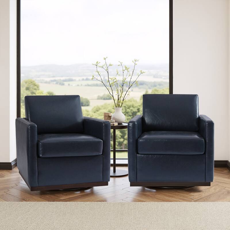 Cozy Swivel Armchair 360°Rotating Base Accent Chair Set of 2