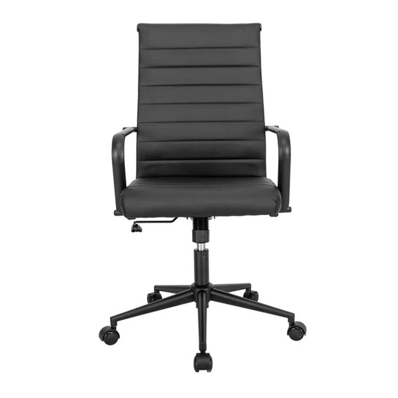 Ergonomic Office Chair Full-Grain Leather with Lumbar Support - Black